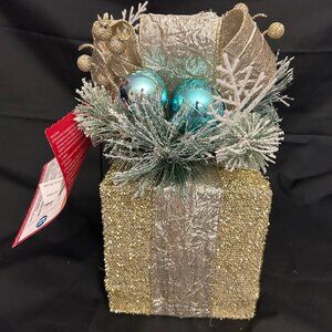 Gold & Champagne Square Gift Box with LED Lights - Tabletop Decor
